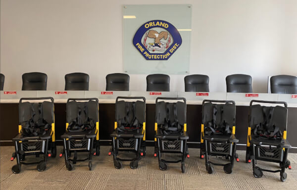 Orland Fire Protection District acquires 6 Stryker Xpedition Powered Stair Chairs to more easily and safely rescue victims in emergencies