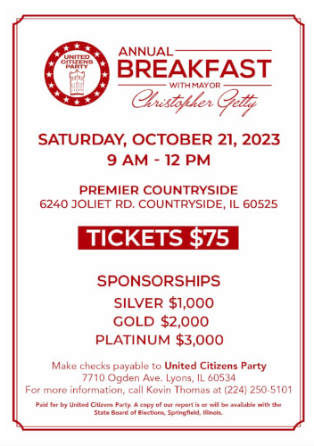 United Citizens Party Breakfast fundraiser Oct. 21, 2023, Lyons