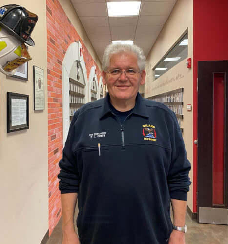 Chris Smith, a paramedic for the Orland Fire Protection District for more than 42 years and a retired Fire Lieutenant, supervises CPR and AED training on behalf of the Orland Fire Protection District at no cost to residents of the district.