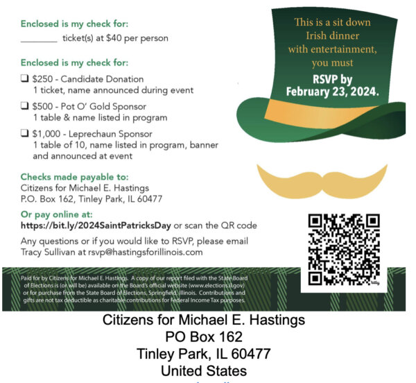 Senator Mike Hastings St. Patrick's Day celebration 2024
