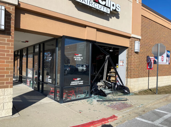 On Sunday, February 18, 2024 at 2 pm, the Orland Fire Protection District (OFPD) responded to a reported accident involving an auto that crashed into a business in the Walmart Shopping Center. The business struck was Sports Clips, 9239 S. 159 Street in Orland Hills. 