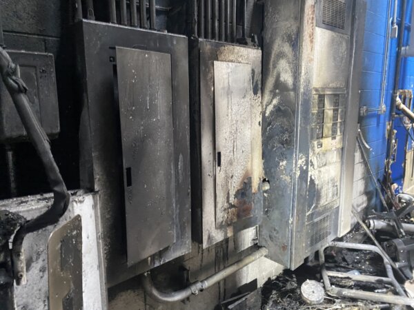 Electrical boxes at UFC Gym on outer rinfg of Orland Park which was destroyed by fire Thursday June 20, 2024