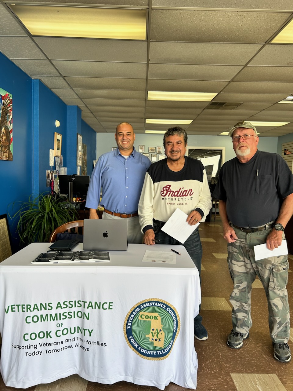 Cook County Commissioner Frank Aguilar with Chicago region veterans. No one supports veterans more than Aguilar