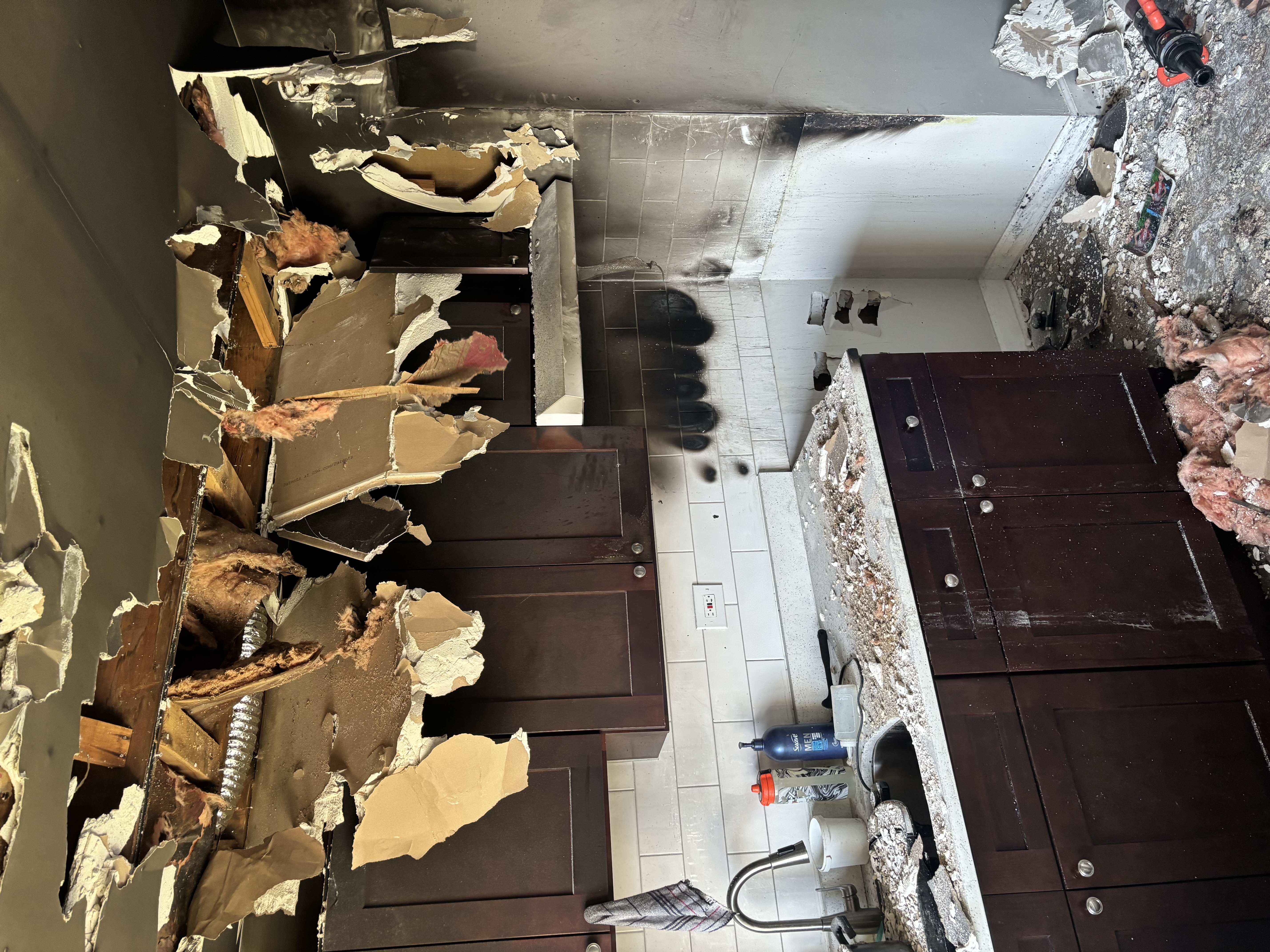 Kitchen in Orland Park apartment building damage by fire Sept. 11, 2025 Thursday. No injuries. Photo courtesy of the Orland Fire Protection District