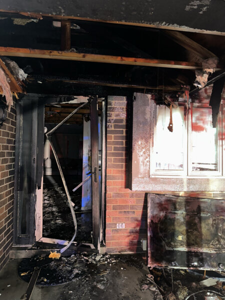 Fire at townhome at 13900 block of Berkhansted Court in Orland Park, just before midnight on Monday, Oct. 27, 2025