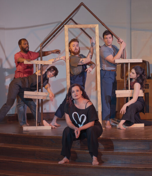 Photo of cast from "Architecture Of Memory” (left to right): Anthony Taylor, Virginia Van Lieshout, Nik Graves, Ellyzabeth Adler, Austin Rambo, Maya PalettaPhoto by Zakari Kaletka