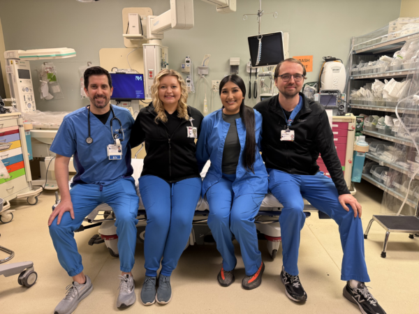 Members of the Northwestern Medicine Palos Hospital Geriatric Emergency Department Initiative (GEDI) program team are pictured from left to right: Andrew Bierlein, Amanda Capuano, Julissa Sanchez, and Dylan Ciolek