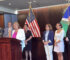 Bolingbrook Mayor Mary Alexander-Basta leads press conference urging residents to speak out at July 14 ICC hearing against Illinois American Water rate hike on 07-08-26
