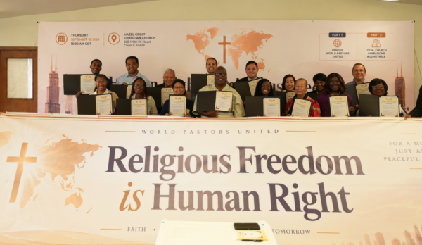 Pastors display the Resolutions they signed in support of Religious Freedom and release of ShinCheonji Chairman Lee Man-Hee